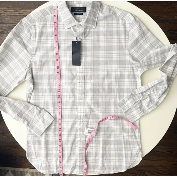 Bloomingdale’s Men’s Plaid Button Down Shirt Gray Size Medium Lightweight New - Picture 2 of 7